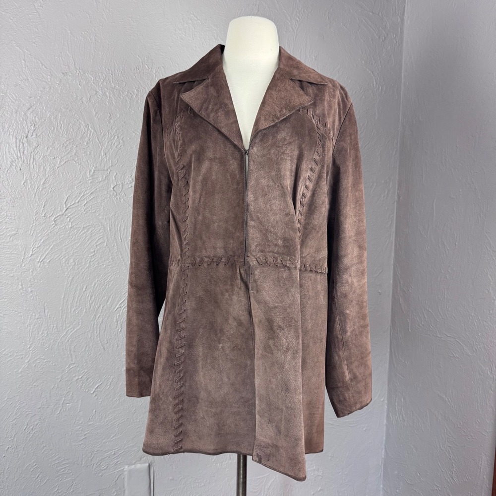 Women's Medium or Junior Large Whipstitch Chocolate brown suede jacket